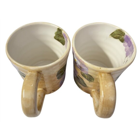 Hand-Painted Ceramic Mugs Hydrangeas 16 Oz Purple Floral Cottage Farmhouse - Picture 13 of 16